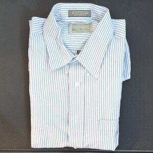 Bill Blass Men's White and Blue Striped Dress Shirt